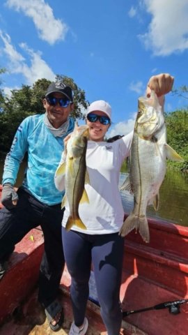 A double snook catch with our friend Estefany (Uruguay)